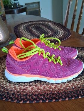 Women’s Athletic Running Shoes — Pink with Orange & Lime Accents Sz. 6.5